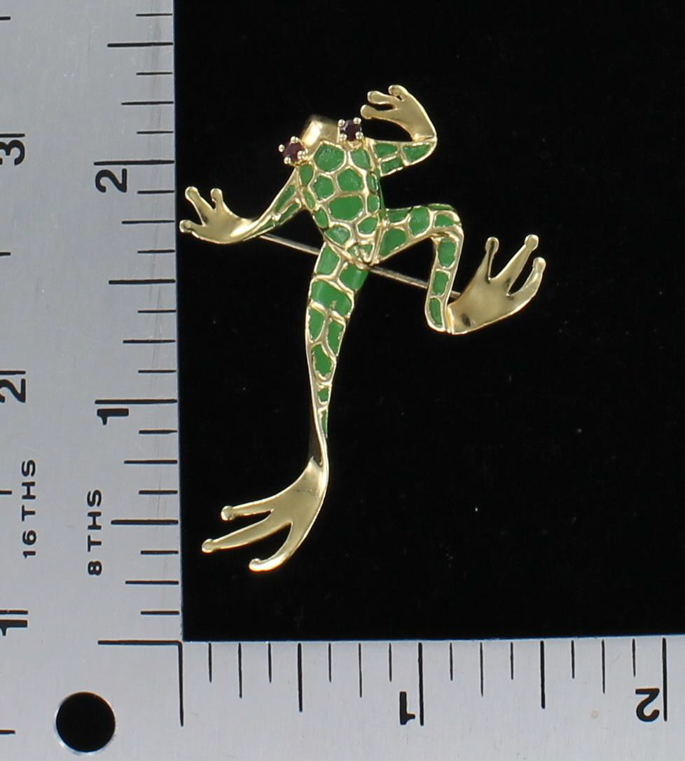 14KT ENAMEL FROG PIN