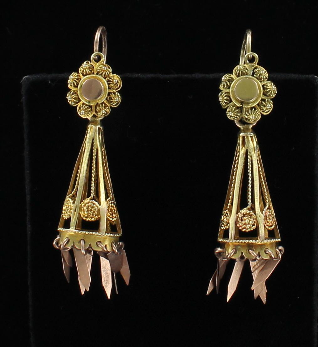 18KT VICTORIAN DAY/NIGHT EARRINGS 198-23925