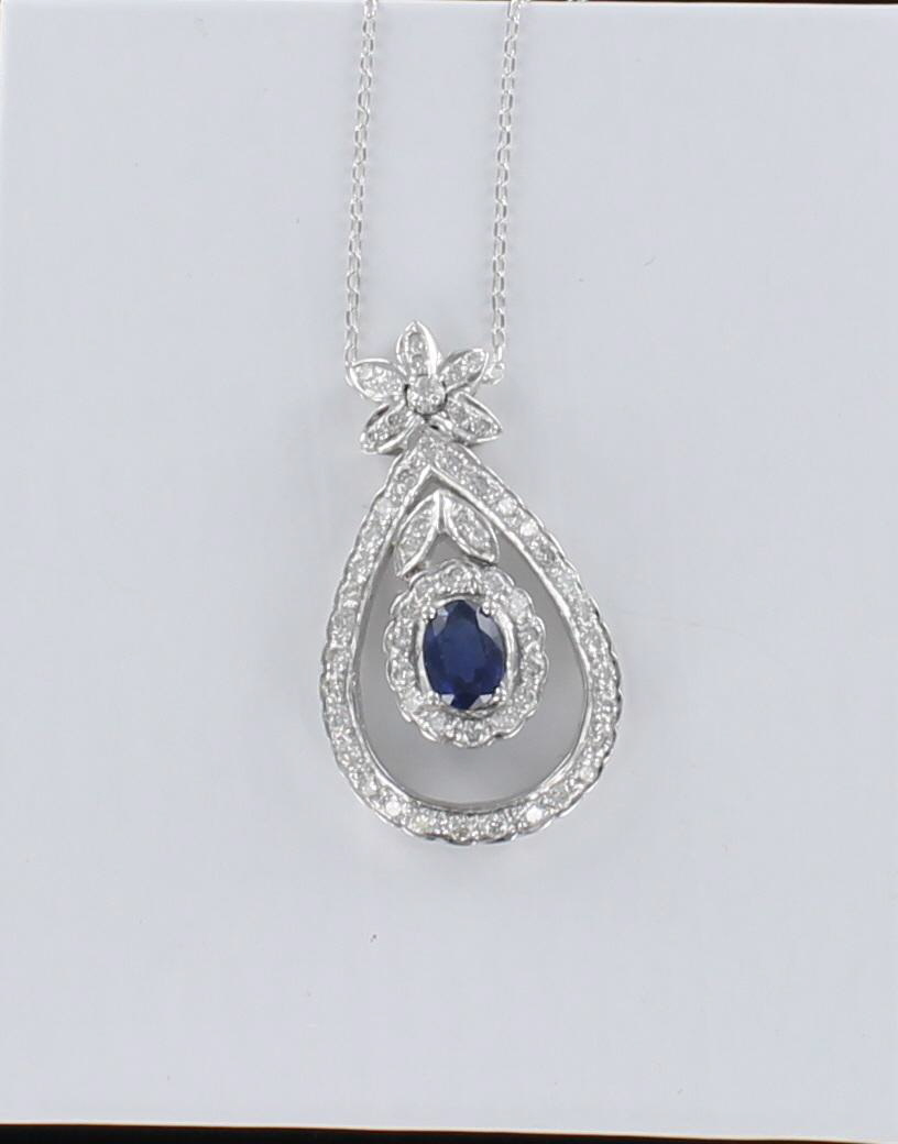 18KT DIAMOND AND SAPPHIRE PENDANT