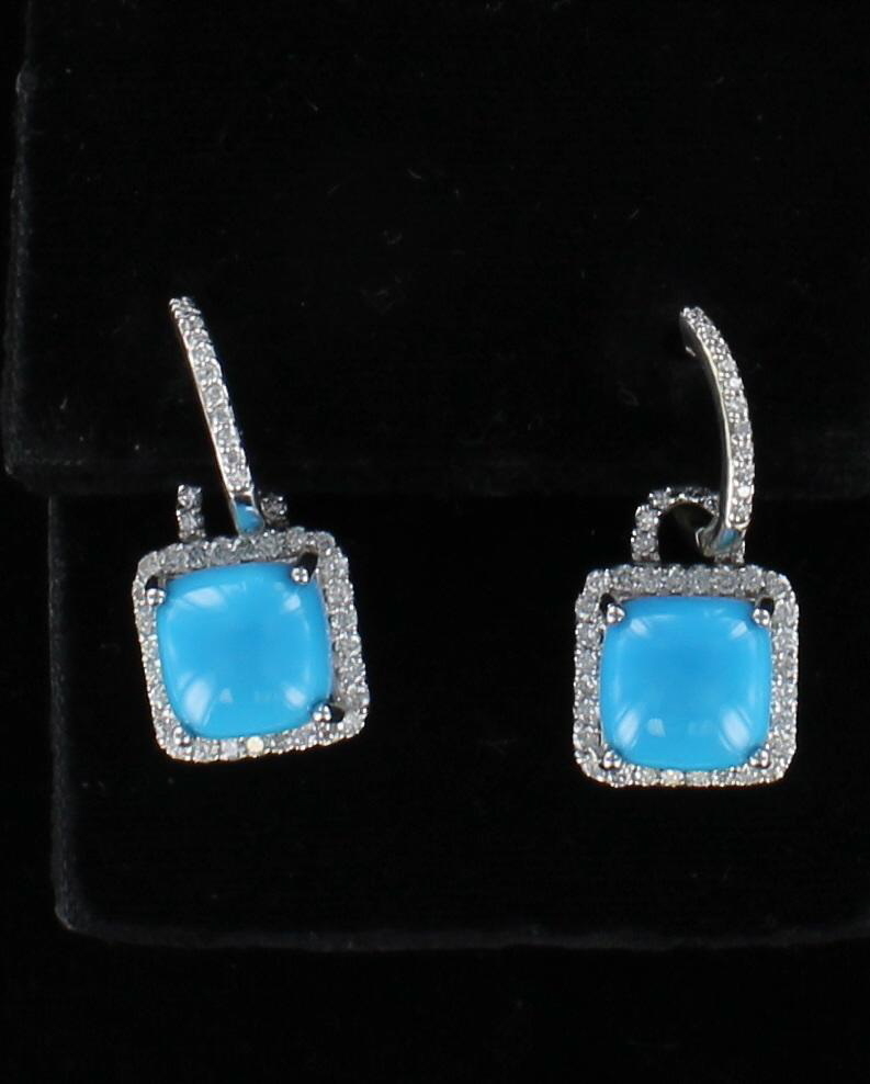14KT TURQUOISE AND DIAMOND EARRINGS 262-11
