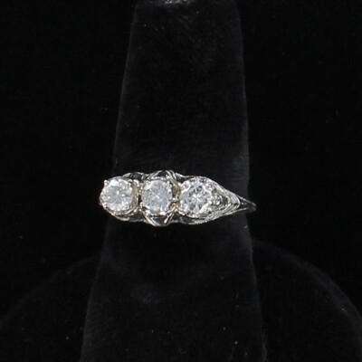 18KTW .60 CT TW FILAGREE DIAMOND ENGAGEMENT RING 18KTW .60 CT TW FILAGREE DIAMOND ENGAGEMENT RING