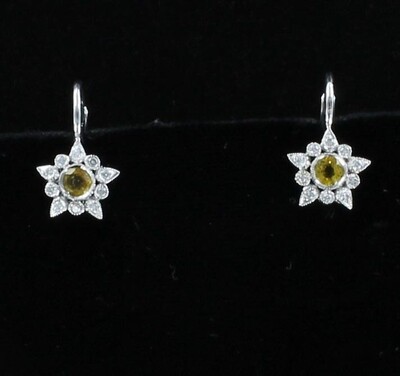 14KT YELLOW SAPPHIRE AND DIAMOND EARRINGS 14KT YELLOW SAPPHIRE AND DIAMOND EARRINGS