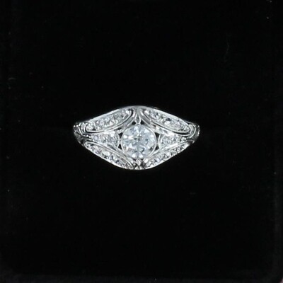 PLATINUM .55 CT ROUND DIAMOND RING, CIRCA 1930 PLATINUM .55 CT ROUND DIAMOND RING, CIRCA 1930