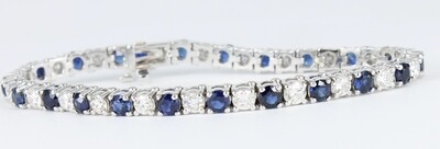 14KT DIAMOND AND SAPPHIRE LINE BRACELET 14KT DIAMOND AND SAPPHIRE LINE BRACELET