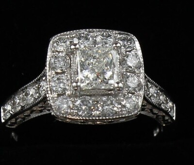14KT ART DECO STYLE DIAMOND ENGAGEMENT RING 14KT ART DECO STYLE DIAMOND ENGAGEMENT RING