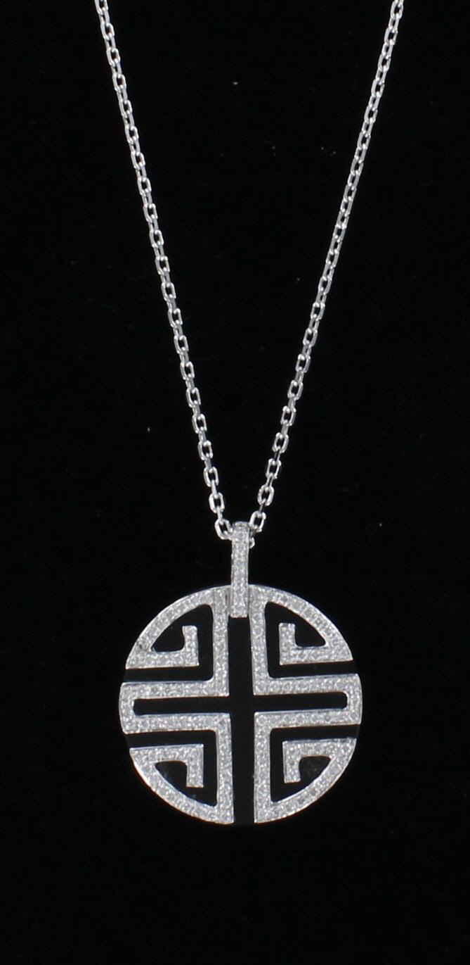 18KT ONYX AND DIAMOND NECKLACE