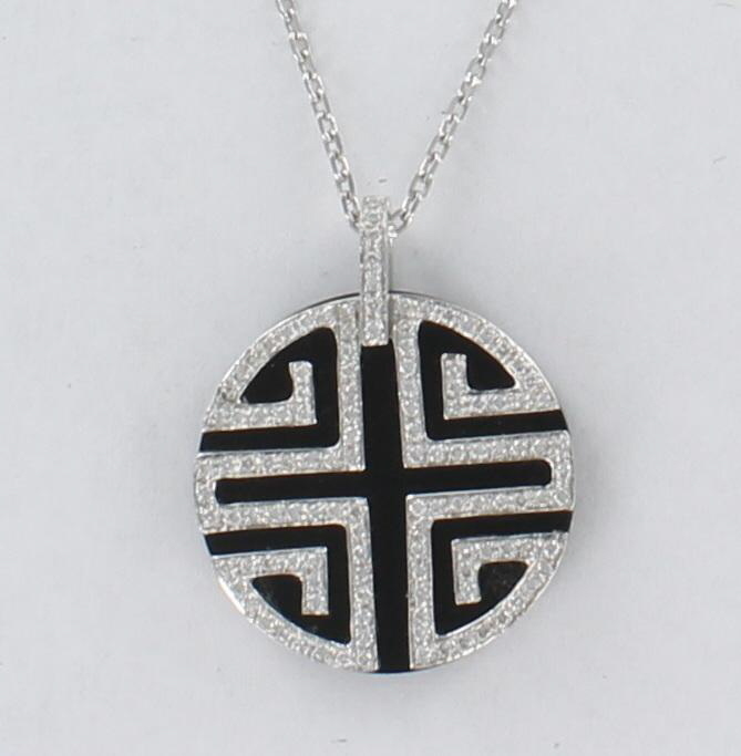 18KT ONYX AND DIAMOND NECKLACE