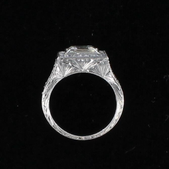 PLATINUM 3.11 CT ASSCHER CUT DIAMOND RING CIRCA 1930