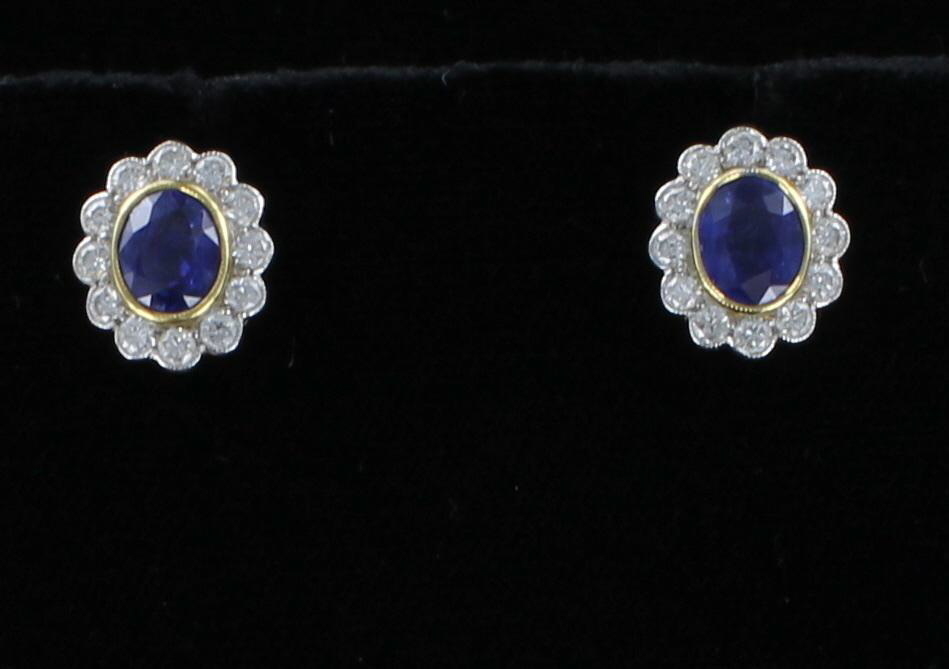 18KT SAPPHIRE AND DIAMOND EARRINGS