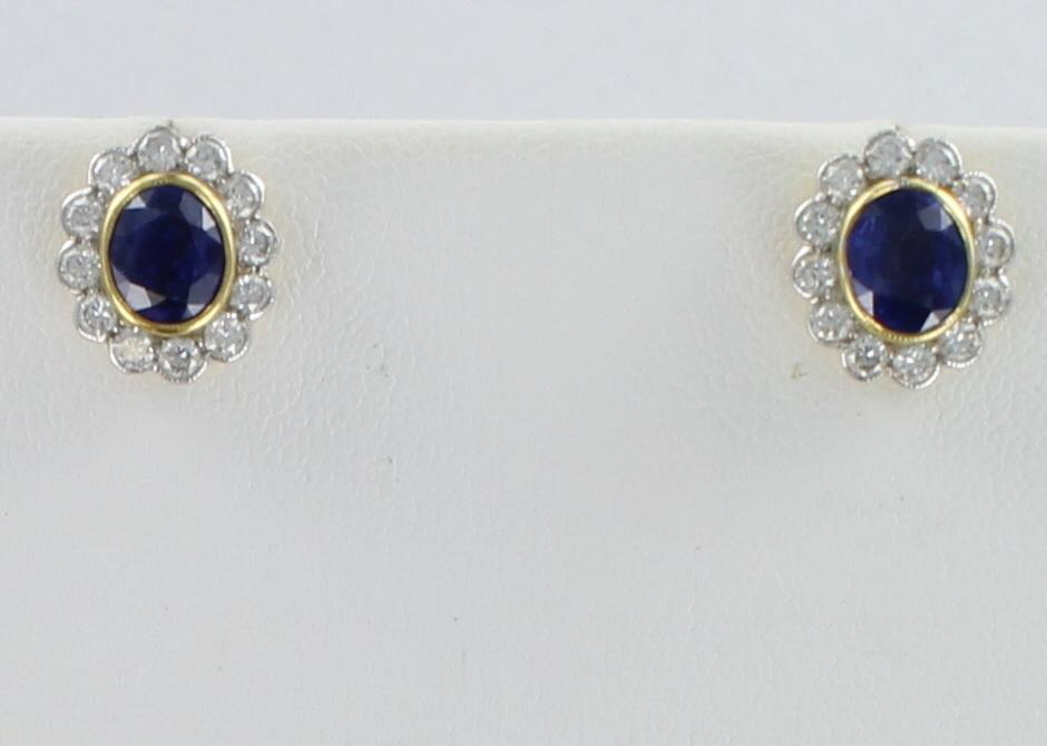 18KT SAPPHIRE AND DIAMOND EARRINGS