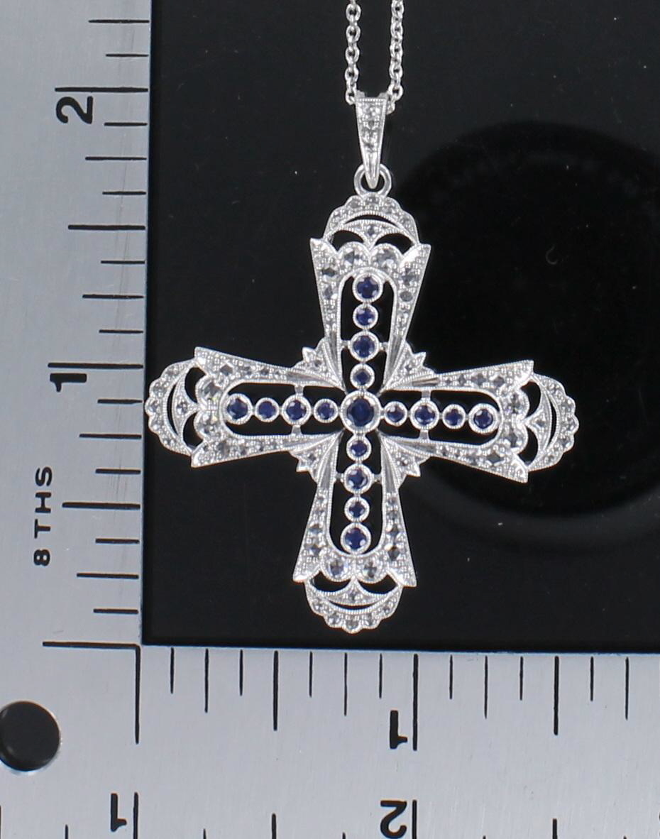 14KT CROSS WITH SAPPHIRES AND DIAMONDS