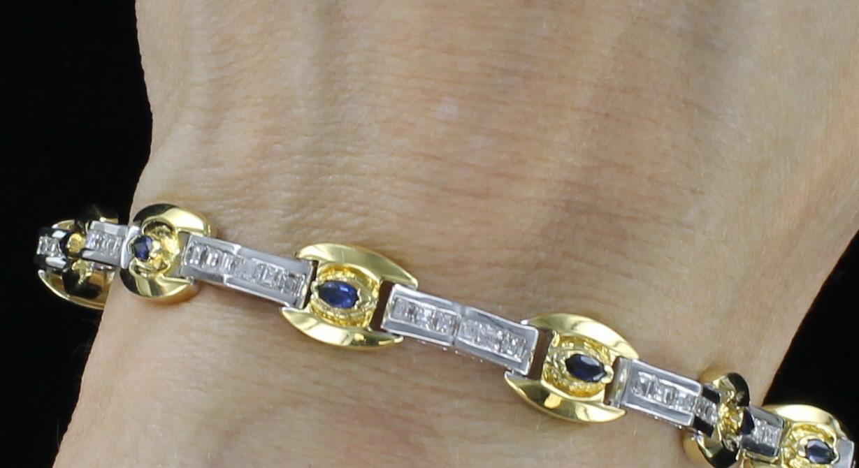 14KT DIAMOND AND SAPPHIRE BRACELET