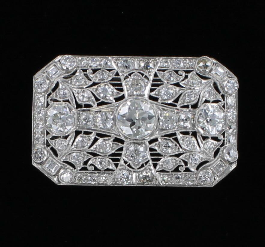 PLATINUM 7.0 CT TW DIAMOND PENDANT/PIN CIRCA 1920
