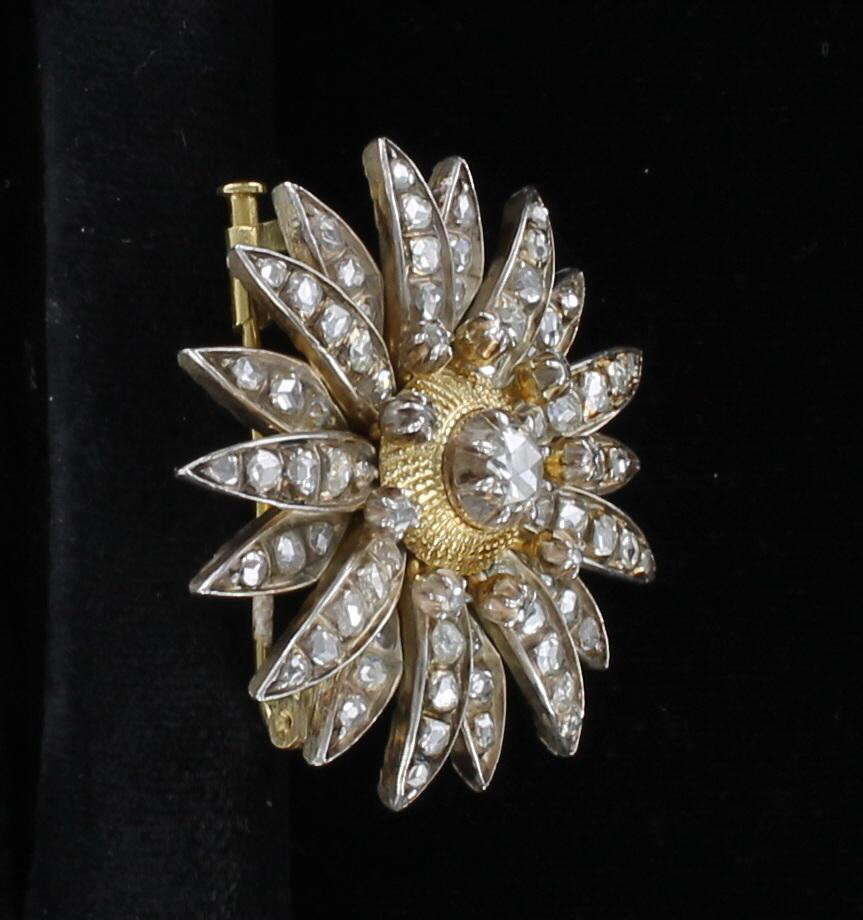 18KT ROSE CUT DIAMOND PIN CIRCA 1940