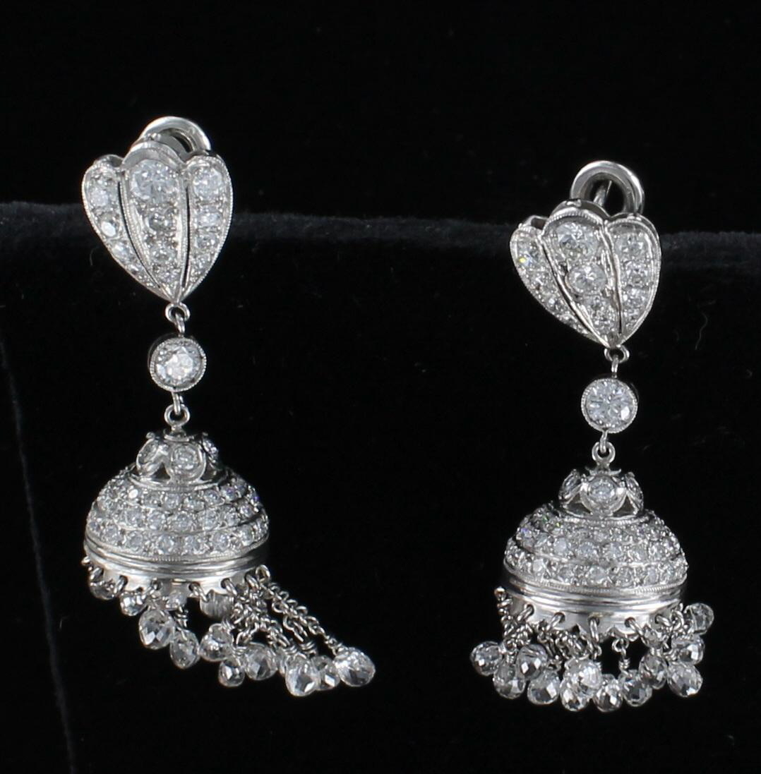 PLATINUM 7.5 CT. TW DIAMOND BRIOLETTE DANGLE EARRINGS 505-6