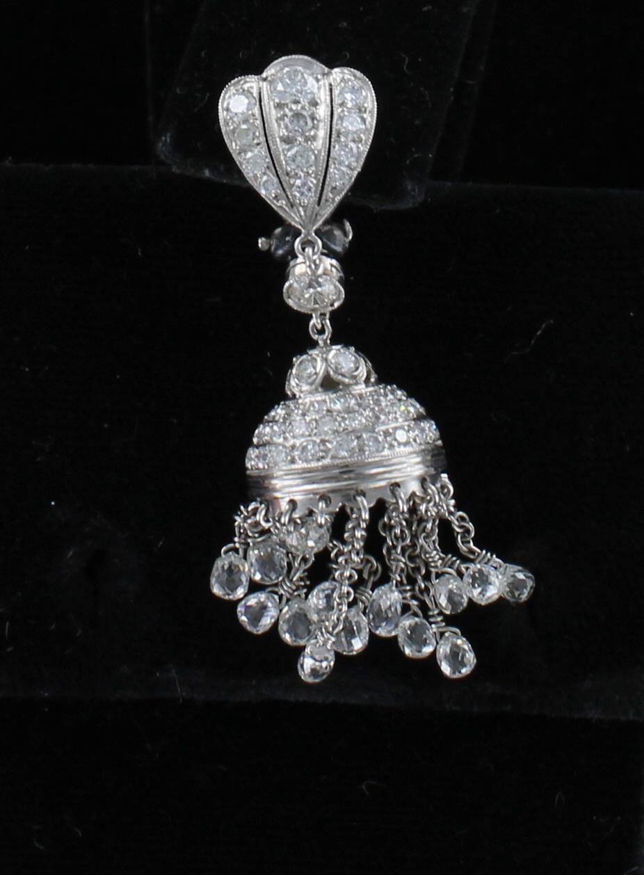 PLATINUM 7.5 CT. TW DIAMOND BRIOLETTE DANGLE EARRINGS