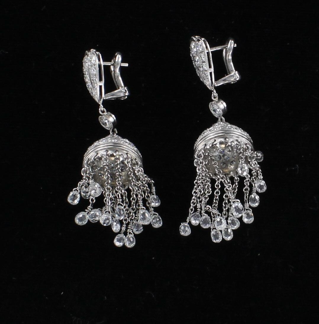 PLATINUM 7.5 CT. TW DIAMOND BRIOLETTE DANGLE EARRINGS