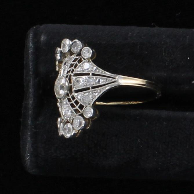 14KT 1.10 CT TW DIAMOND FILAGREE RING CIRCA 1920