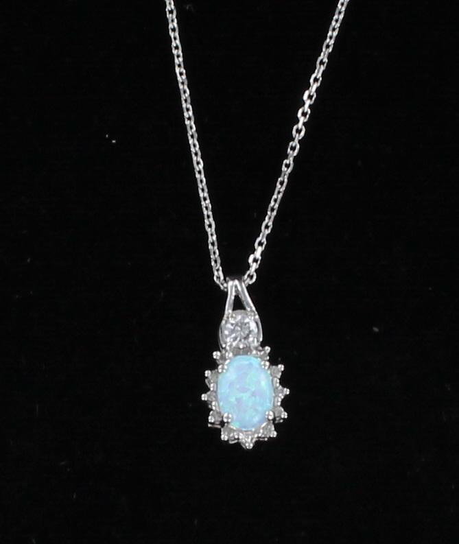 14KT OPAL AND DIAMOND NECKLACE 198-22777
