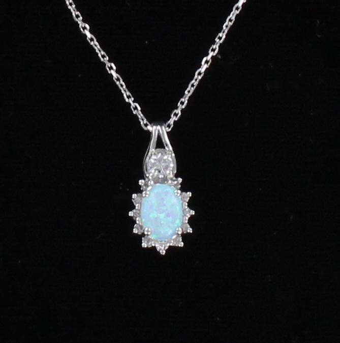 14KT OPAL AND DIAMOND NECKLACE
