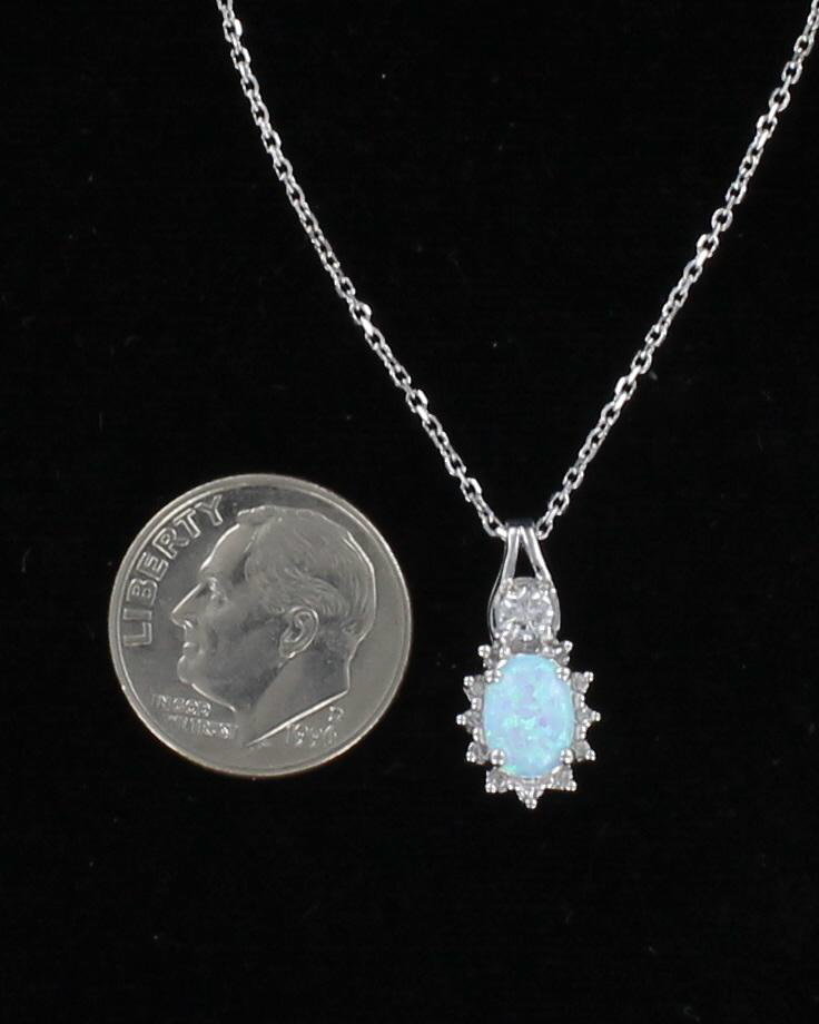 14KT OPAL AND DIAMOND NECKLACE