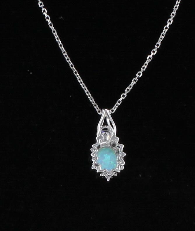 14KT OPAL AND DIAMOND NECKLACE