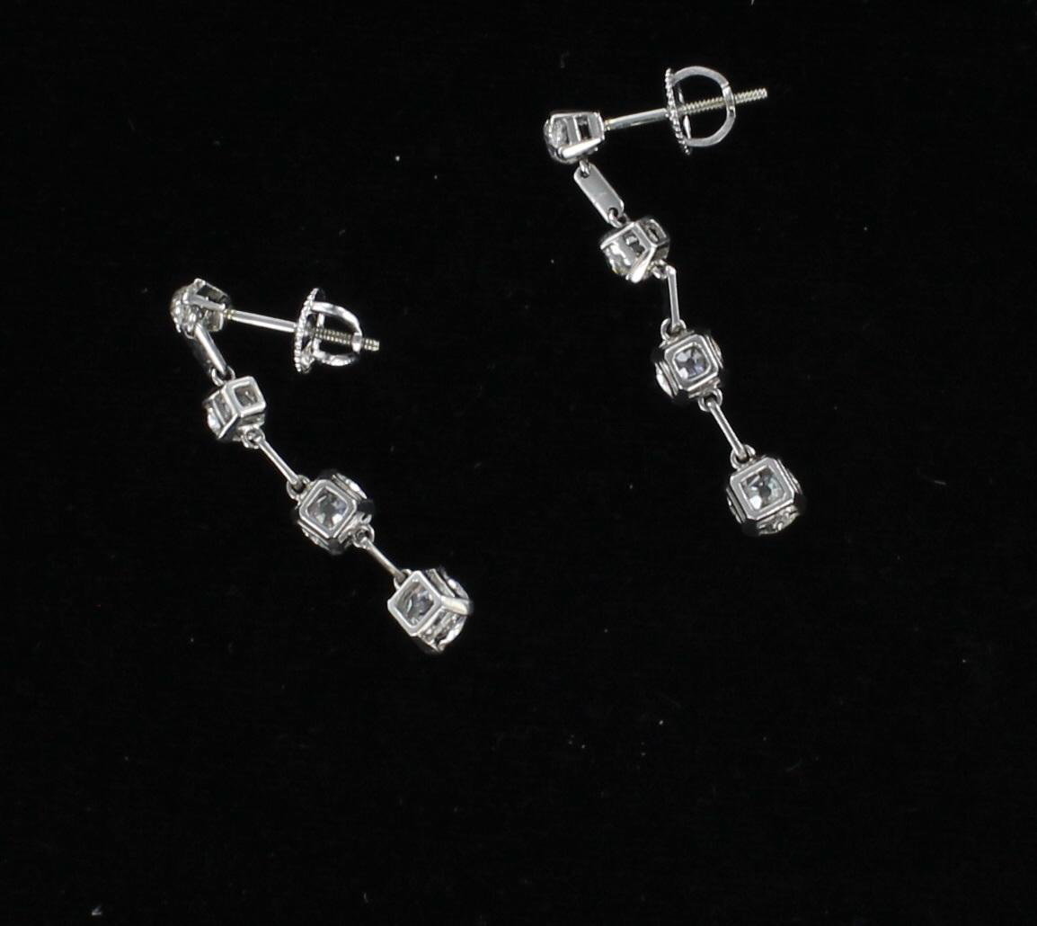 PLATINUM 3.25 CT TW OLD EUROPEAN DIAMOND DANGLE EARRINGS