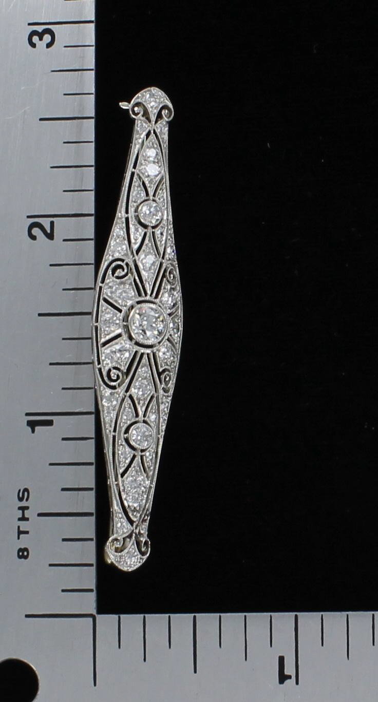 PLATINUM DIAMOND FILAGREE PIN CIRCA 1920