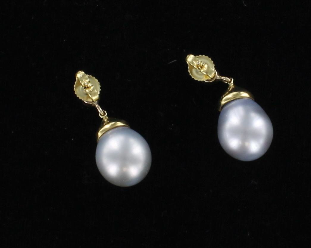 18KT SOUTH SEA PEARL EARRINGS WITH .40 CT TW DIAMONDS