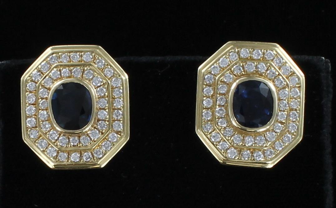 14KT SAPPHIRE AND DIAMOND EARRINGS