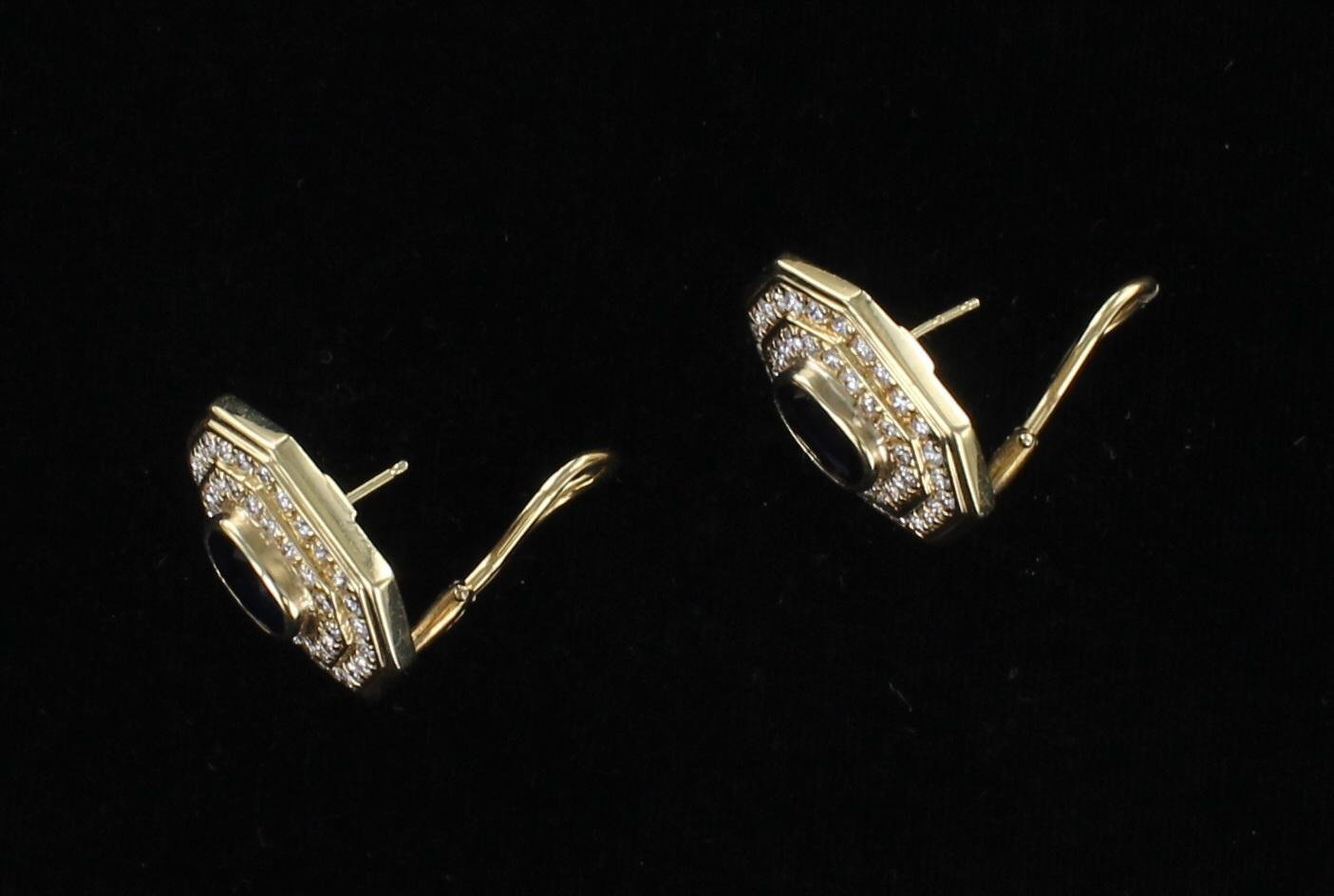 14KT SAPPHIRE AND DIAMOND EARRINGS