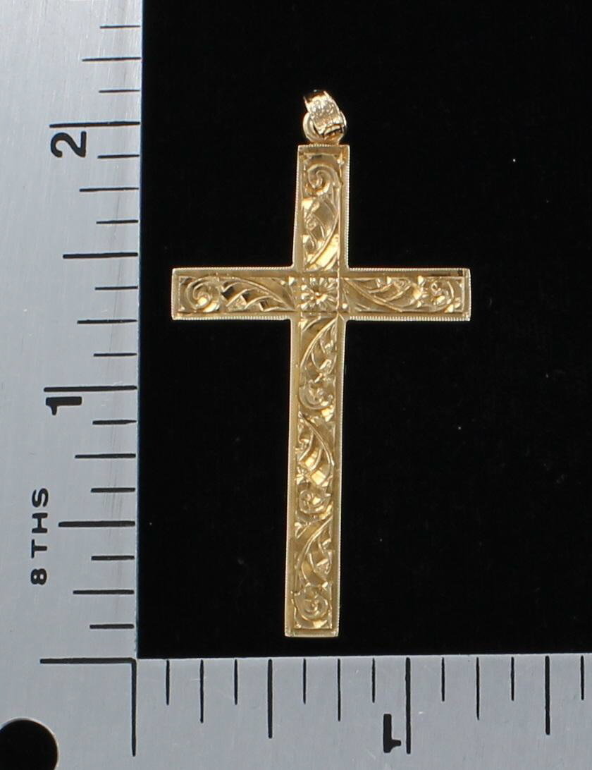 14KT ENGRAVED CROSS CIRCA 1950