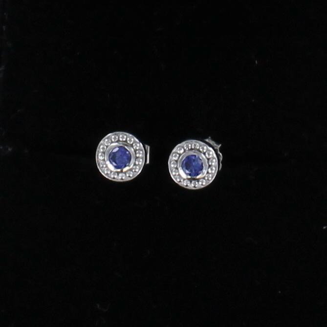 PLATINUM .24 CT TW SAPPHIRE STUD EARRINGS