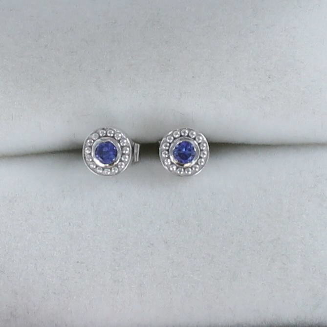 PLATINUM .24 CT TW SAPPHIRE STUD EARRINGS