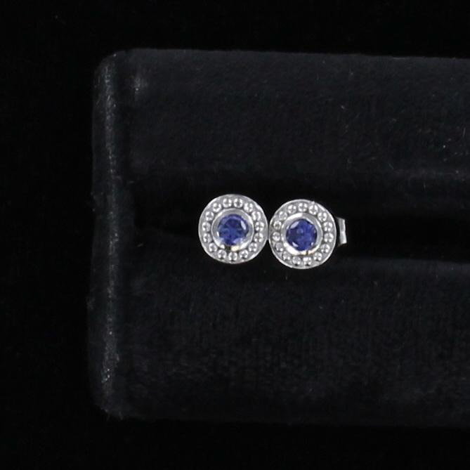 PLATINUM .24 CT TW SAPPHIRE STUD EARRINGS