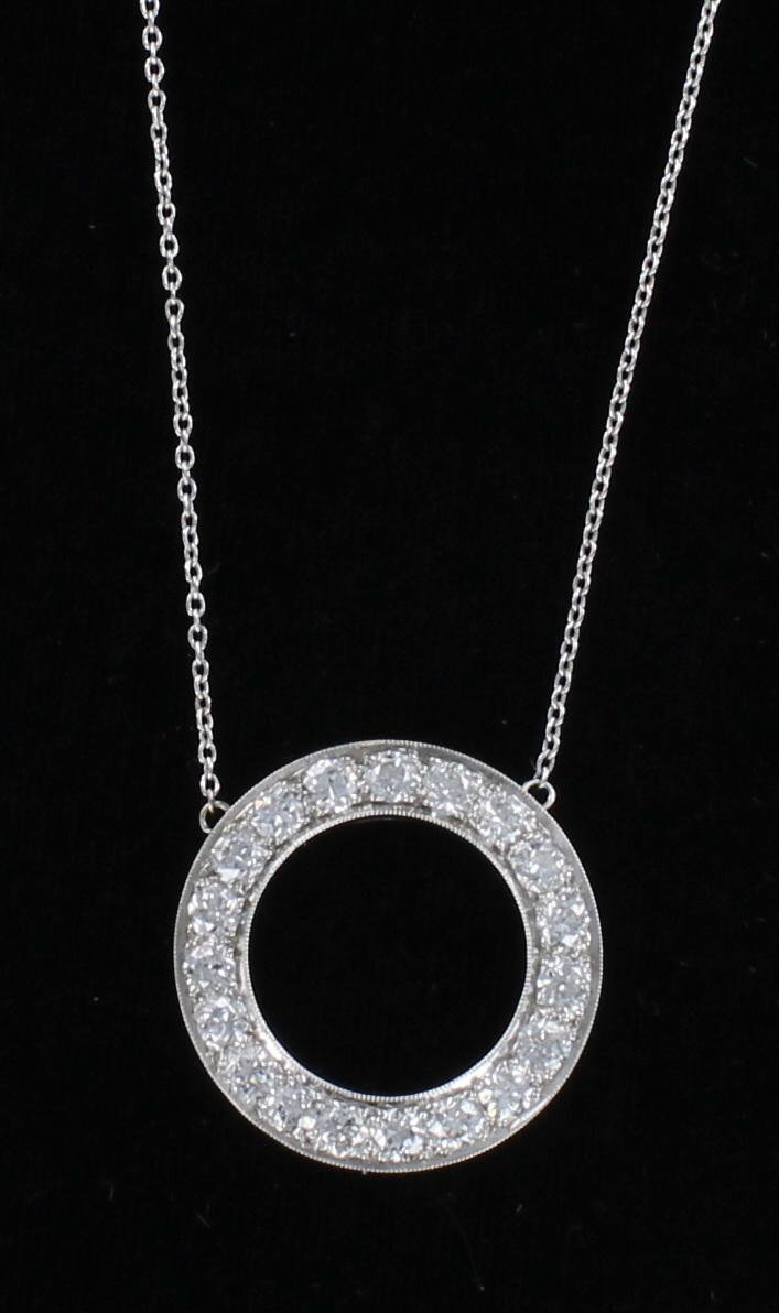PLATINUM 4.0 CT TW DIAMOND CIRCLE NECKLACE CIRCA 1930 205-2388