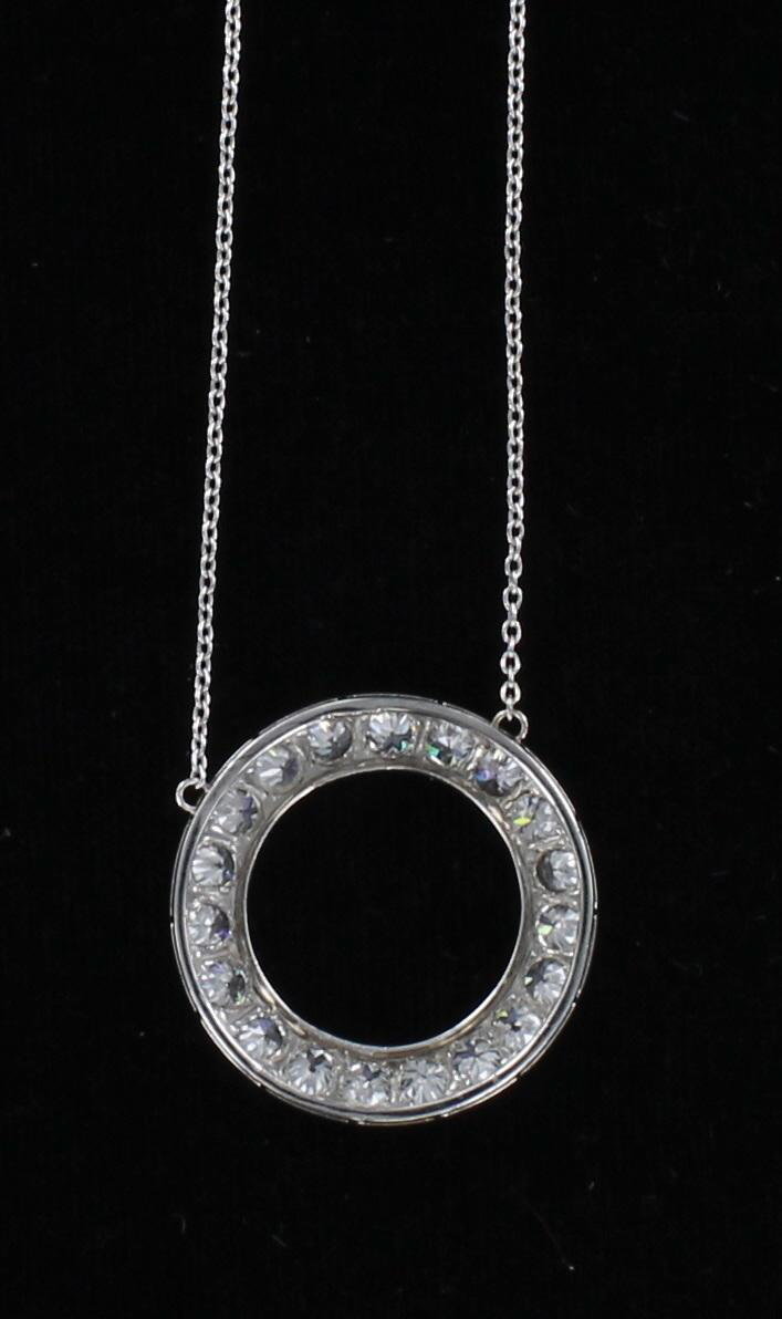 PLATINUM 4.0 CT TW DIAMOND CIRCLE NECKLACE CIRCA 1930
