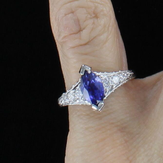 PLATINUM SAPPHIRE AND DIAMOND TACORI RING