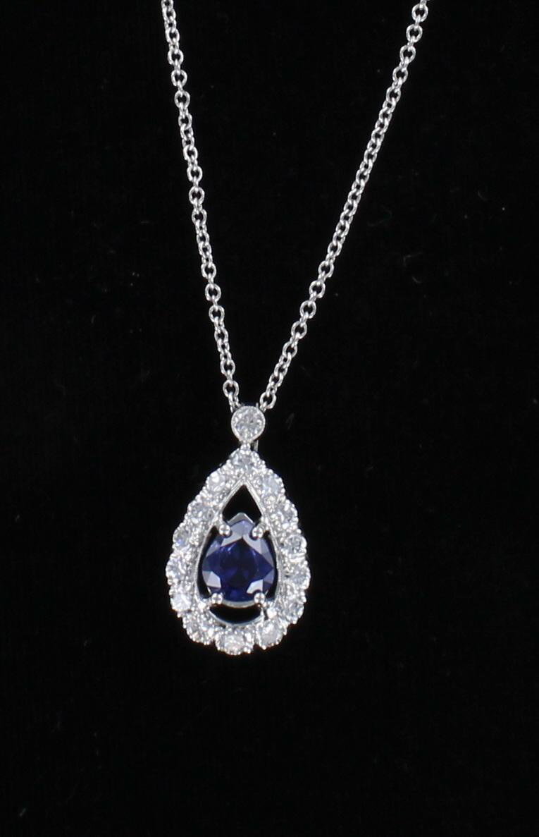 14KTW SAPPHIRE AND DIAMOND PENDANT 198-22866
