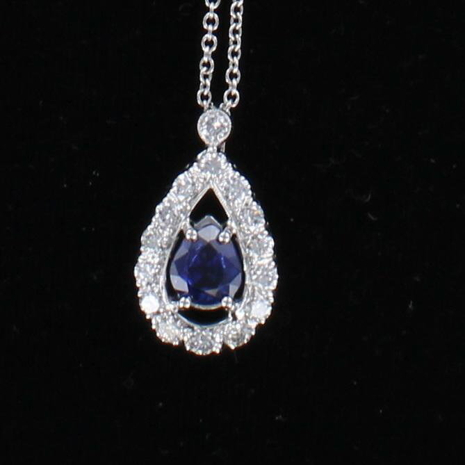14KTW SAPPHIRE AND DIAMOND PENDANT