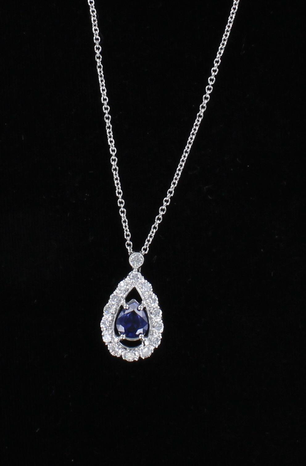 14KTW SAPPHIRE AND DIAMOND PENDANT