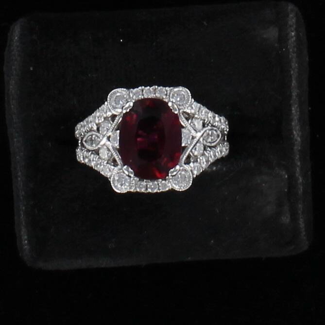 18KT 2.08 CT RUBILTE AND DIAMOND RING 224-338