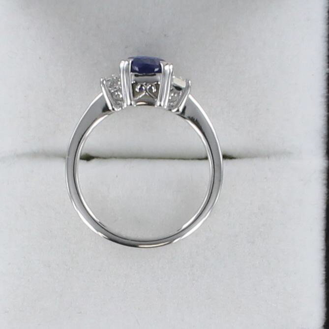 PLATINUM 2.45 CT CUSHION CUT SAPPHIRE AND DIAMOND RING