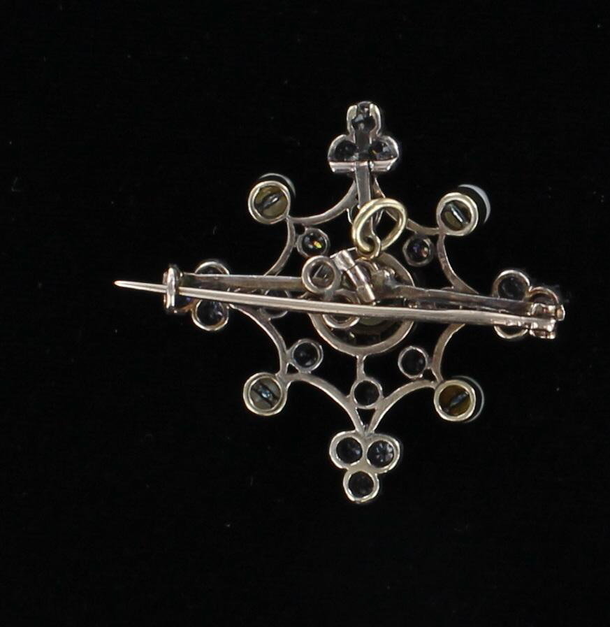 ANTIQUE DIAMOND AND PEARL PIN CIRCA 1900