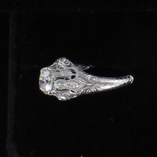 14KT 1.0 CT ROUND DIAMOND ENGAGEMENT RING CIRCA 1920