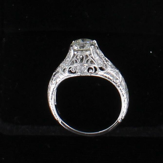 14KT 1.0 CT ROUND DIAMOND ENGAGEMENT RING CIRCA 1920
