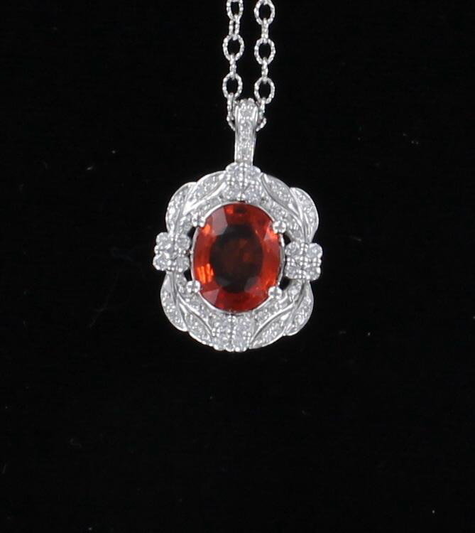 14KT 2.74 CT ORANGE SAPPHIRE PENDANT
