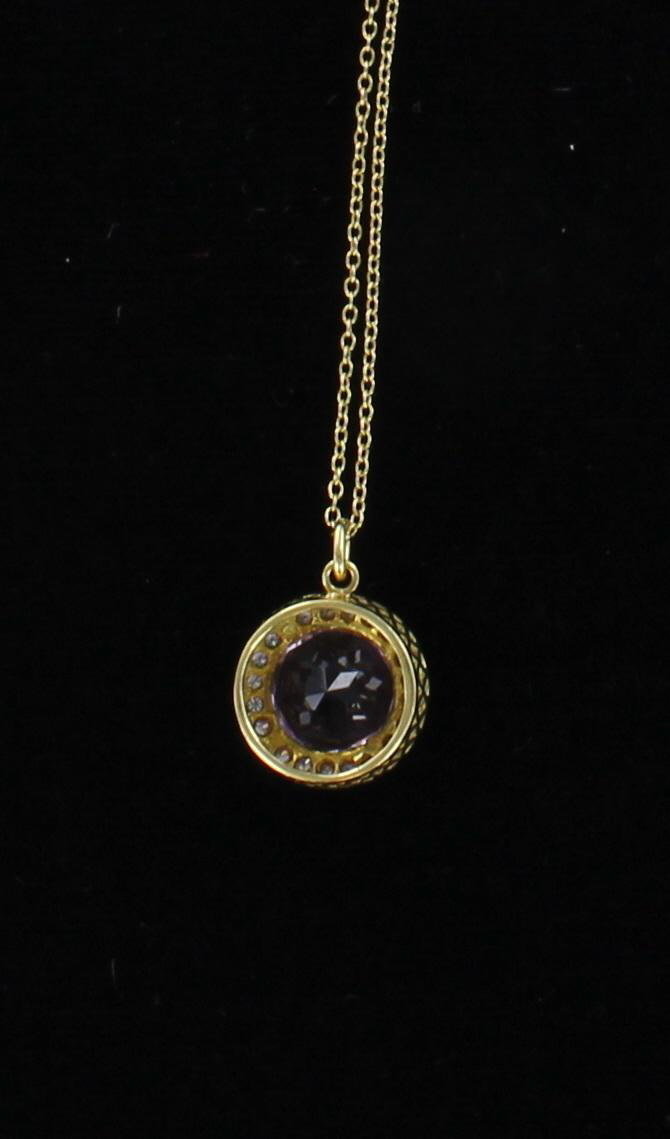 18KT AMETHYST AND DIAMOND PENDANT