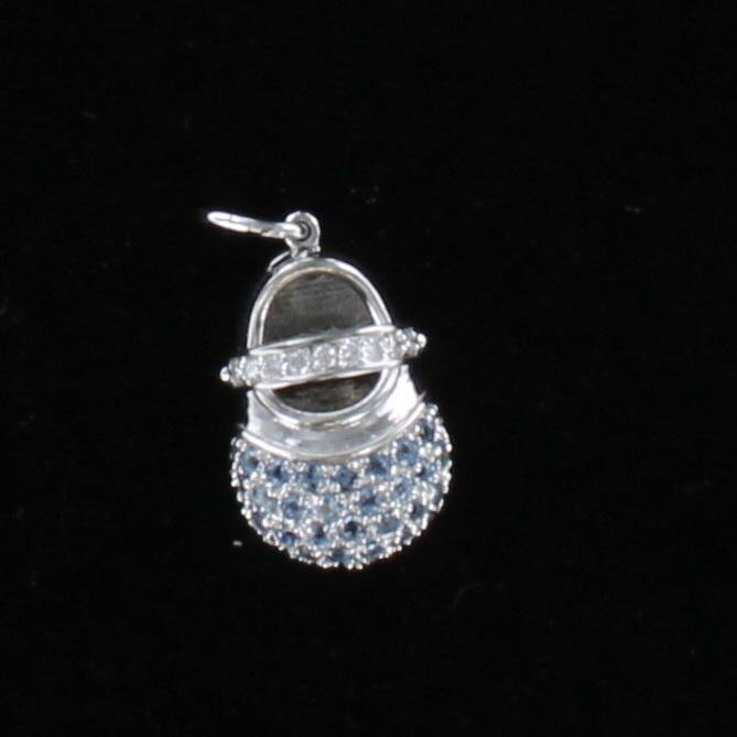 14K TW AQUAMARINE BABY SHOE CHARM