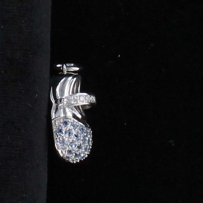 14K TW AQUAMARINE BABY SHOE CHARM